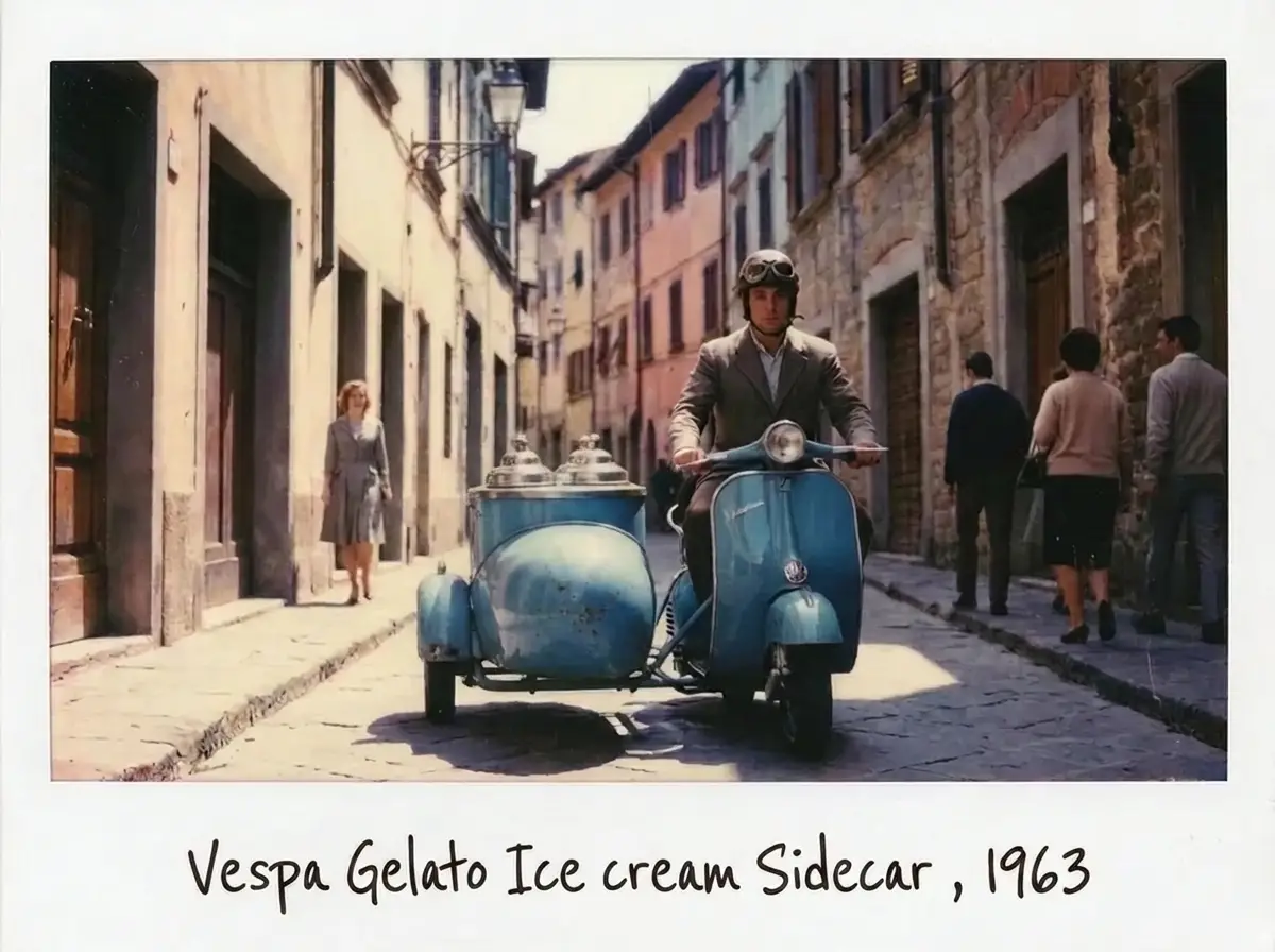 Vespa sidecar film shoot, Super Ice Cream Truck Singapore